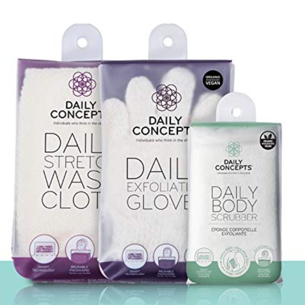 Daily Concepts  Body Scrubber, Wash Cloth, Exfoliating Gloves New/Package